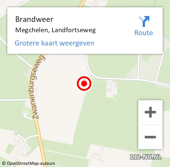 Locatie op kaart van de 112 melding: Brandweer Megchelen, Landfortseweg op 17 december 2022 19:07