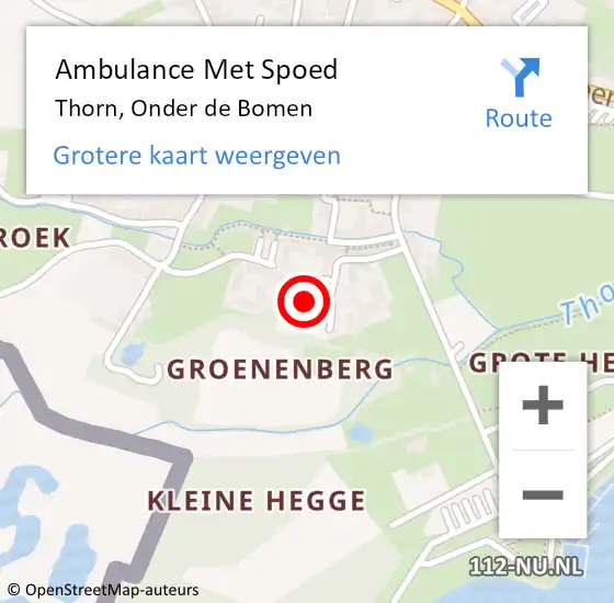 Locatie op kaart van de 112 melding: Ambulance Met Spoed Naar Thorn, Onder de Bomen op 17 december 2022 19:59