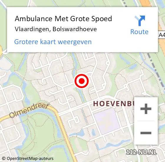 Locatie op kaart van de 112 melding: Ambulance Met Grote Spoed Naar Vlaardingen, Bolswardhoeve op 17 december 2022 20:32