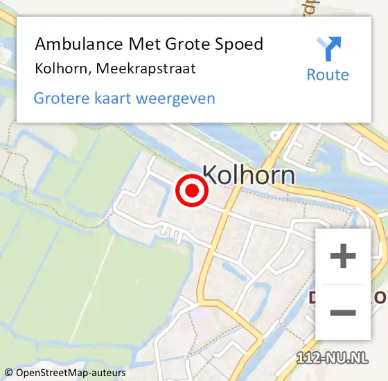Locatie op kaart van de 112 melding: Ambulance Met Grote Spoed Naar Kolhorn, Meekrapstraat op 17 december 2022 22:27
