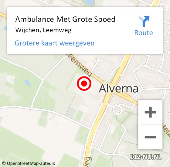 Locatie op kaart van de 112 melding: Ambulance Met Grote Spoed Naar Wijchen, Leemweg op 17 december 2022 22:49