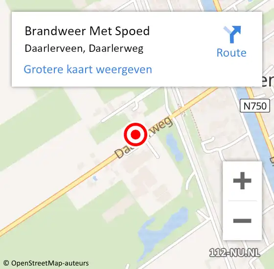 Locatie op kaart van de 112 melding: Brandweer Met Spoed Naar Daarlerveen, Daarlerweg op 18 december 2022 00:15