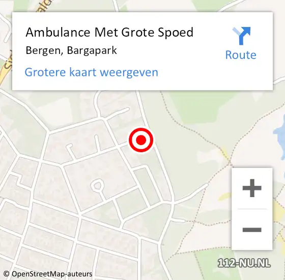 Locatie op kaart van de 112 melding: Ambulance Met Grote Spoed Naar Bergen, Bargapark op 18 december 2022 03:41