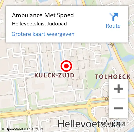 Locatie op kaart van de 112 melding: Ambulance Met Spoed Naar Hellevoetsluis, Judopad op 18 december 2022 06:27