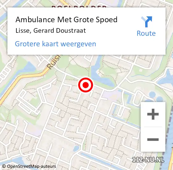 Locatie op kaart van de 112 melding: Ambulance Met Grote Spoed Naar Lisse, Gerard Doustraat op 18 december 2022 08:50