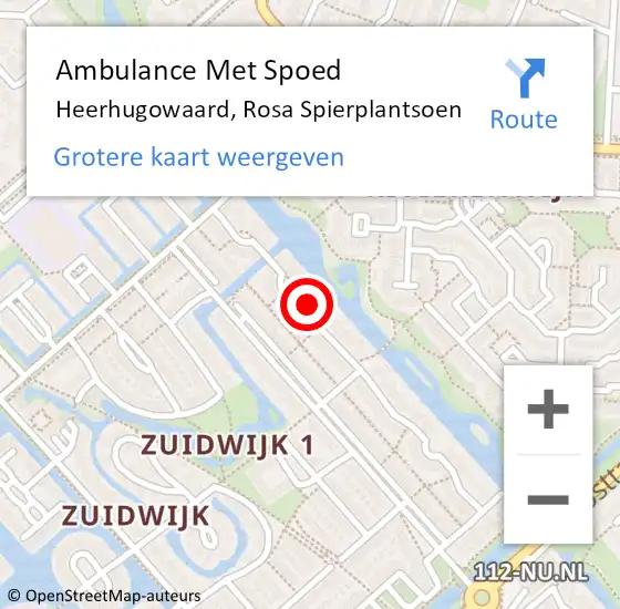 Locatie op kaart van de 112 melding: Ambulance Met Spoed Naar Heerhugowaard, Rosa Spierplantsoen op 18 december 2022 09:52