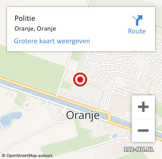 Locatie op kaart van de 112 melding: Politie Oranje, Oranje op 18 december 2022 11:08