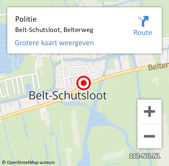 Locatie op kaart van de 112 melding: Politie Belt-Schutsloot, Belterweg op 18 december 2022 11:38