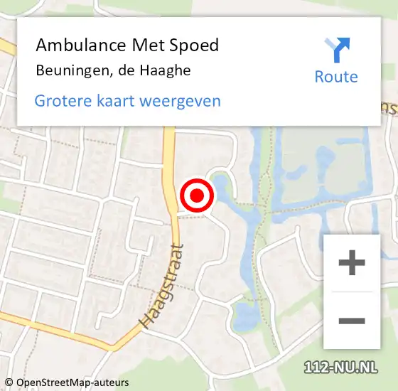 Locatie op kaart van de 112 melding: Ambulance Met Spoed Naar Beuningen, de Haaghe op 18 december 2022 11:52