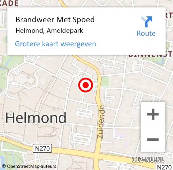 Locatie op kaart van de 112 melding: Brandweer Met Spoed Naar Helmond, Ameidepark op 18 december 2022 11:58