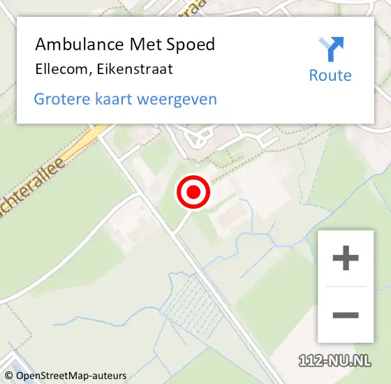 Locatie op kaart van de 112 melding: Ambulance Met Spoed Naar Ellecom, Eikenstraat op 18 december 2022 12:42