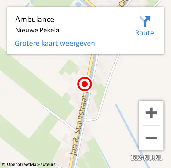 Locatie op kaart van de 112 melding: Ambulance Nieuwe Pekela op 18 december 2022 13:12