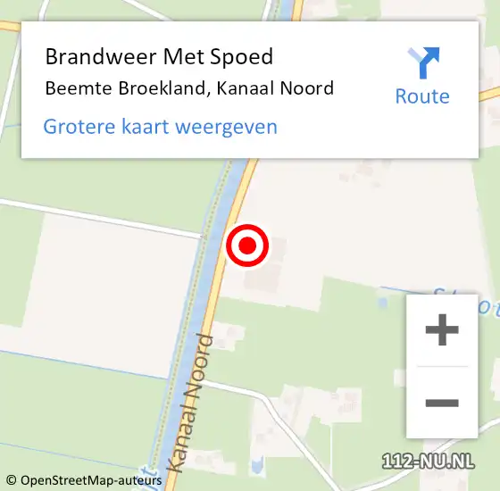 Locatie op kaart van de 112 melding: Brandweer Met Spoed Naar Beemte Broekland, Kanaal Noord op 18 december 2022 13:25