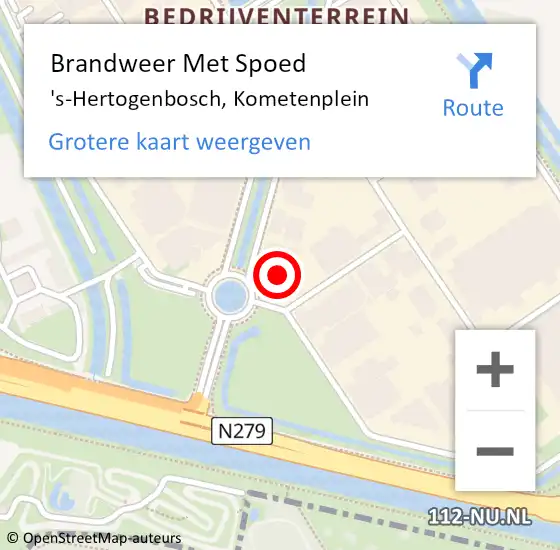 Locatie op kaart van de 112 melding: Brandweer Met Spoed Naar 's-Hertogenbosch, Kometenplein op 18 december 2022 14:00