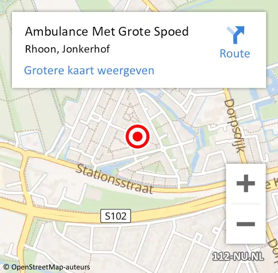 Locatie op kaart van de 112 melding: Ambulance Met Grote Spoed Naar Rhoon, Jonkerhof op 18 december 2022 14:24