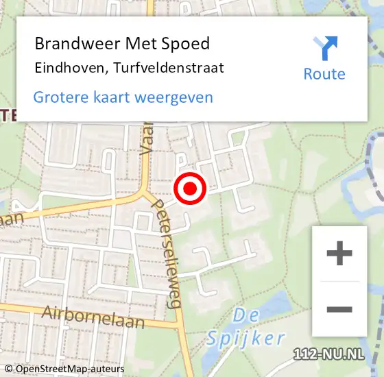 Locatie op kaart van de 112 melding: Brandweer Met Spoed Naar Eindhoven, Turfveldenstraat op 18 december 2022 14:54