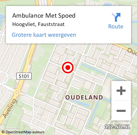 Locatie op kaart van de 112 melding: Ambulance Met Spoed Naar Hoogvliet, Fauststraat op 18 december 2022 15:35