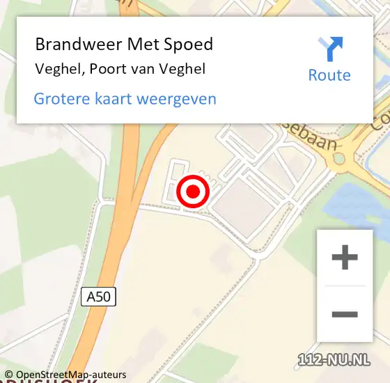 Locatie op kaart van de 112 melding: Brandweer Met Spoed Naar Veghel, Poort van Veghel op 18 december 2022 16:05
