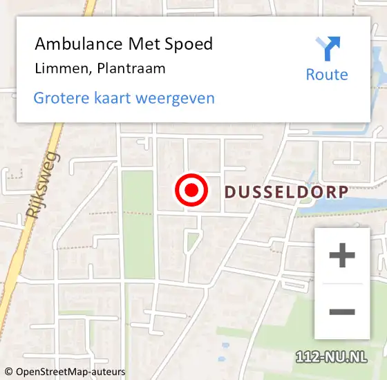 Locatie op kaart van de 112 melding: Ambulance Met Spoed Naar Limmen, Plantraam op 18 december 2022 16:32