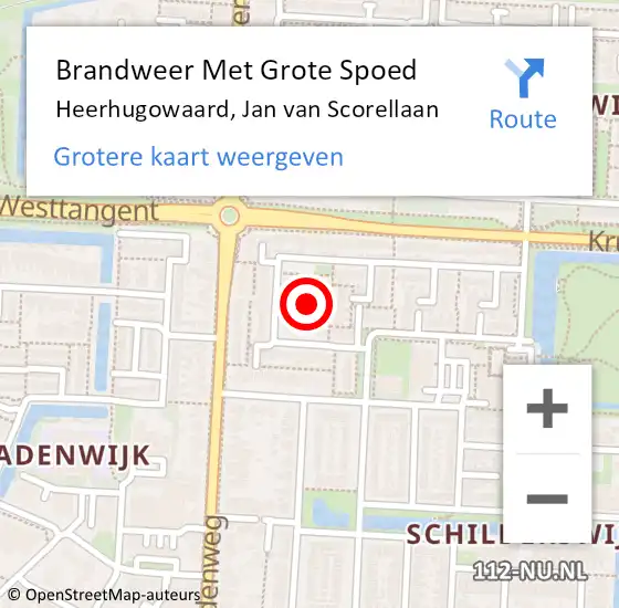 Locatie op kaart van de 112 melding: Brandweer Met Grote Spoed Naar Heerhugowaard, Jan van Scorellaan op 18 december 2022 18:05
