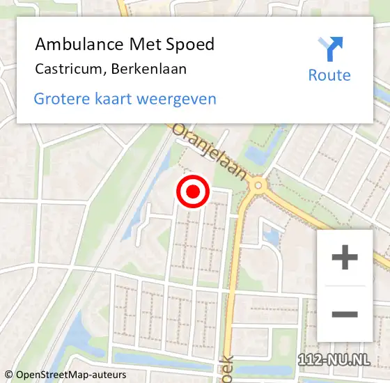 Locatie op kaart van de 112 melding: Ambulance Met Spoed Naar Castricum, Berkenlaan op 18 december 2022 18:11