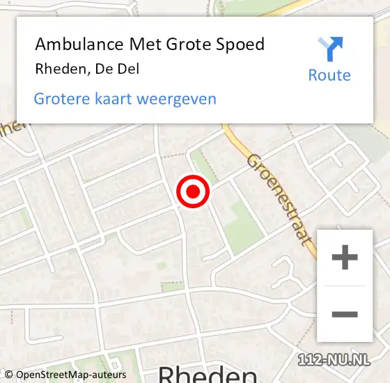 Locatie op kaart van de 112 melding: Ambulance Met Grote Spoed Naar Rheden, De Del op 18 december 2022 18:57