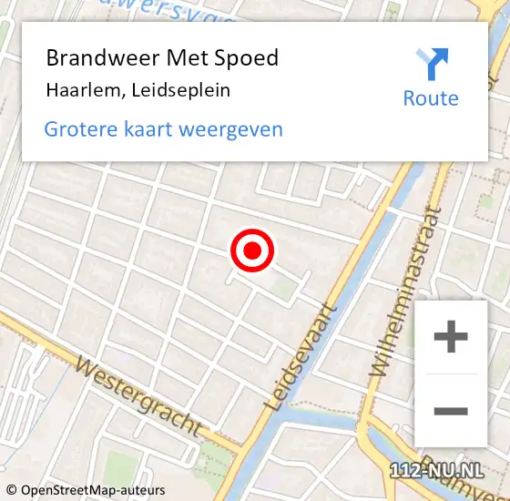 Locatie op kaart van de 112 melding: Brandweer Met Spoed Naar Haarlem, Leidseplein op 18 december 2022 19:14