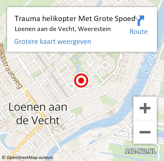 Locatie op kaart van de 112 melding: Trauma helikopter Met Grote Spoed Naar Loenen aan de Vecht, Weerestein op 18 december 2022 20:13