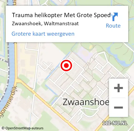 Locatie op kaart van de 112 melding: Trauma helikopter Met Grote Spoed Naar Zwaanshoek, Waltmanstraat op 18 december 2022 20:27