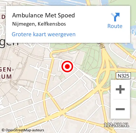 Locatie op kaart van de 112 melding: Ambulance Met Spoed Naar Nijmegen, Kelfkensbos op 18 december 2022 21:33
