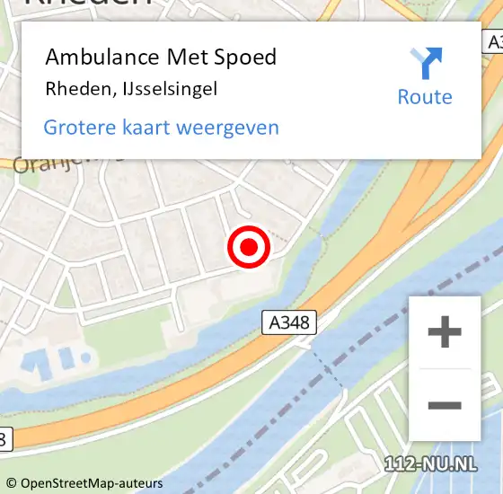 Locatie op kaart van de 112 melding: Ambulance Met Spoed Naar Rheden, IJsselsingel op 18 december 2022 21:46