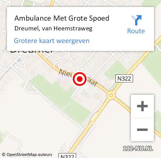 Locatie op kaart van de 112 melding: Ambulance Met Grote Spoed Naar Dreumel, van Heemstraweg op 18 december 2022 21:47