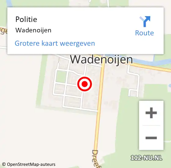Locatie op kaart van de 112 melding: Politie Wadenoijen op 18 december 2022 22:53