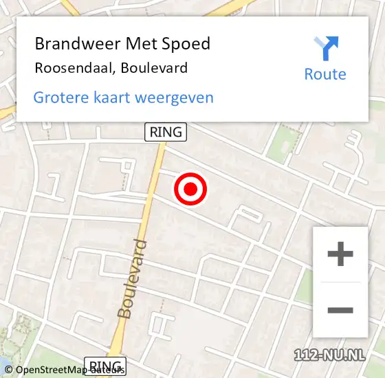 Locatie op kaart van de 112 melding: Brandweer Met Spoed Naar Roosendaal, Boulevard op 18 december 2022 23:44