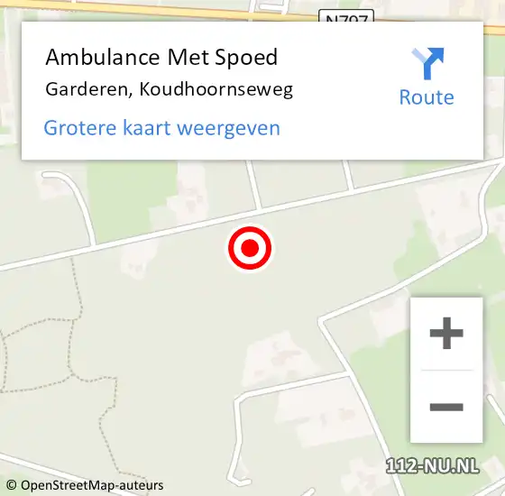 Locatie op kaart van de 112 melding: Ambulance Met Spoed Naar Garderen, Koudhoornseweg op 19 december 2022 03:38