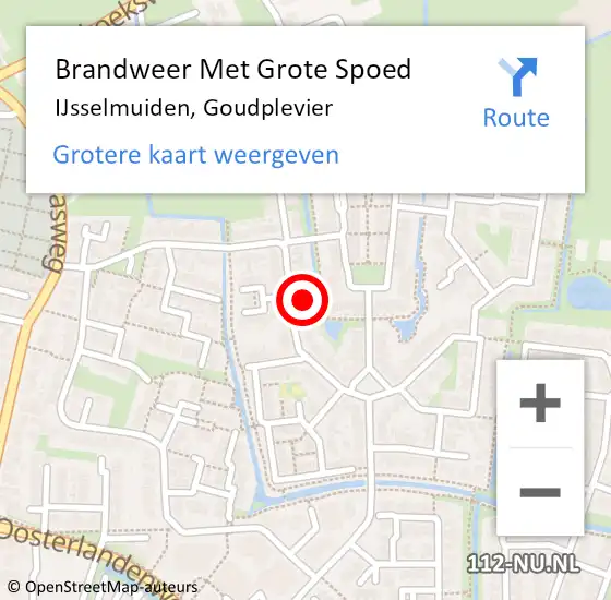 Locatie op kaart van de 112 melding: Brandweer Met Grote Spoed Naar IJsselmuiden, Goudplevier op 19 december 2022 04:35