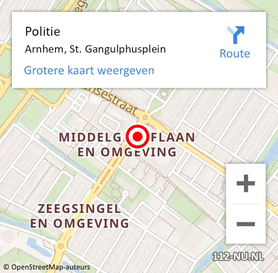 Locatie op kaart van de 112 melding: Politie Arnhem, St. Gangulphusplein op 19 december 2022 07:41