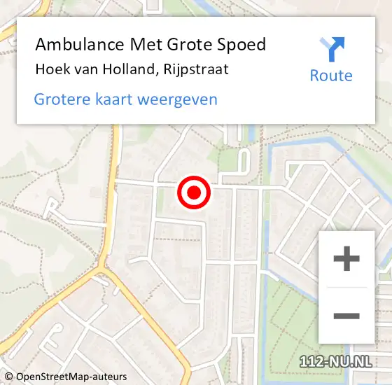 Locatie op kaart van de 112 melding: Ambulance Met Grote Spoed Naar Hoek van Holland, Rijpstraat op 19 december 2022 08:01