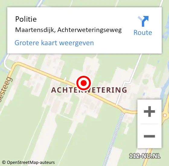 Locatie op kaart van de 112 melding: Politie Maartensdijk, Achterweteringseweg op 19 december 2022 08:12