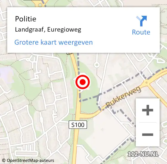 Locatie op kaart van de 112 melding: Politie Landgraaf, Euregioweg op 19 december 2022 08:47