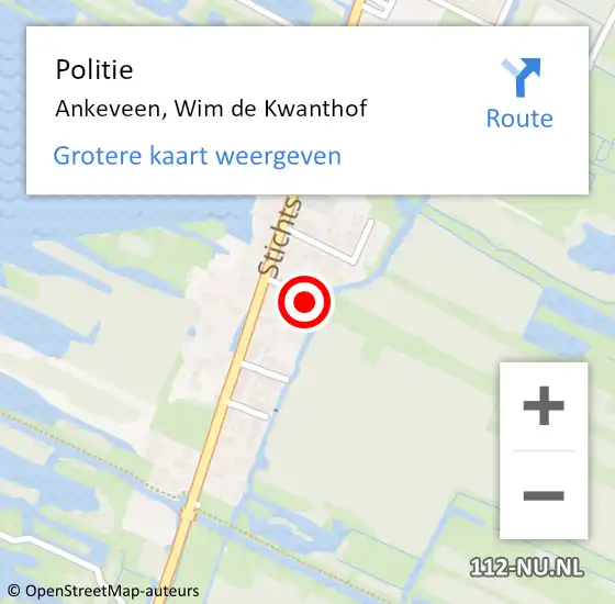 Locatie op kaart van de 112 melding: Politie Ankeveen, Wim de Kwanthof op 19 december 2022 08:49