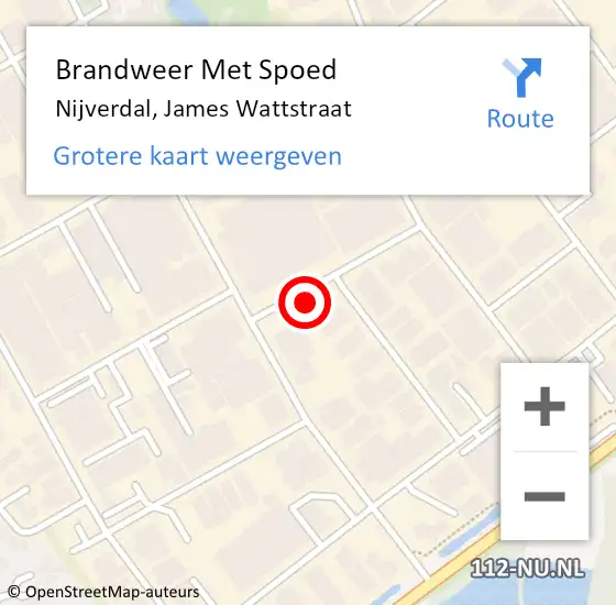 Locatie op kaart van de 112 melding: Brandweer Met Spoed Naar Nijverdal, James Wattstraat op 19 december 2022 09:44
