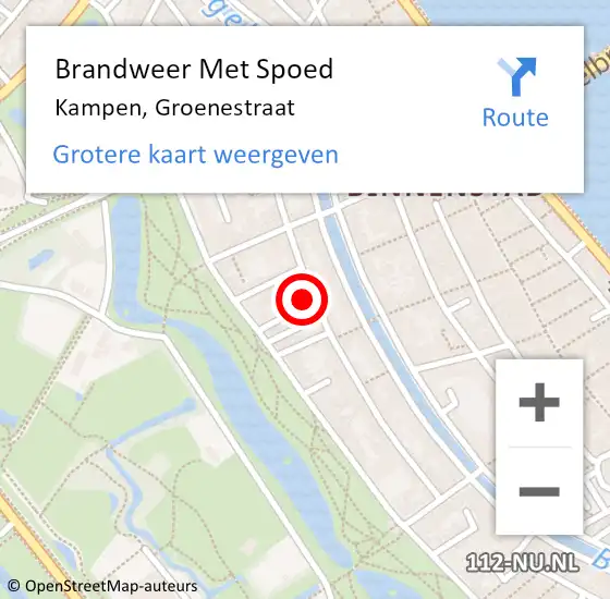 Locatie op kaart van de 112 melding: Brandweer Met Spoed Naar Kampen, Groenestraat op 19 december 2022 11:31