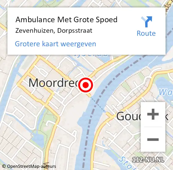 Locatie op kaart van de 112 melding: Ambulance Met Grote Spoed Naar Zevenhuizen, Dorpsstraat op 19 december 2022 12:27