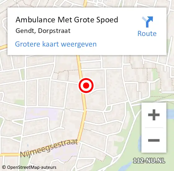 Locatie op kaart van de 112 melding: Ambulance Met Grote Spoed Naar Gendt, Dorpstraat op 19 december 2022 13:09