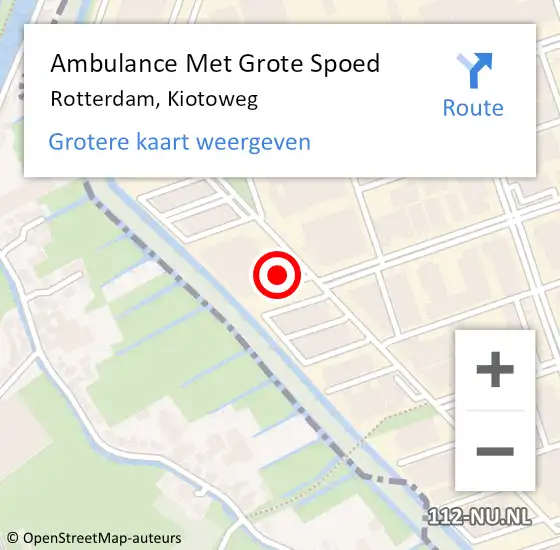 Locatie op kaart van de 112 melding: Ambulance Met Grote Spoed Naar Rotterdam, Kiotoweg op 19 december 2022 13:19
