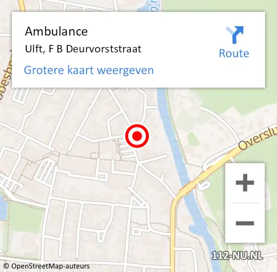 Locatie op kaart van de 112 melding: Ambulance Ulft, F B Deurvorststraat op 19 december 2022 13:58