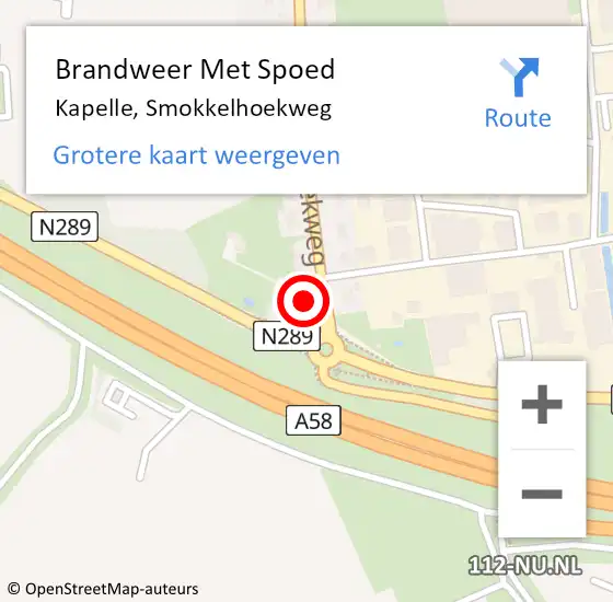 Locatie op kaart van de 112 melding: Brandweer Met Spoed Naar Kapelle, Smokkelhoekweg op 19 december 2022 14:12