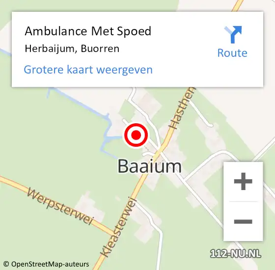Locatie op kaart van de 112 melding: Ambulance Met Spoed Naar Herbaijum, Buorren op 19 december 2022 15:16