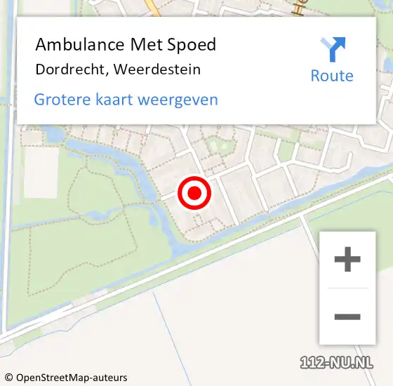 Locatie op kaart van de 112 melding: Ambulance Met Spoed Naar Dordrecht, Weerdestein op 19 december 2022 15:44